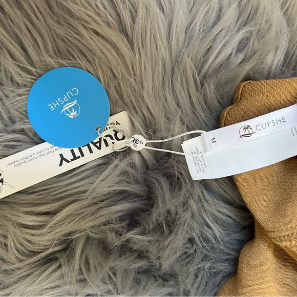 CUPSHE Florence Column V Neck Dress in Tan Midi Zippered Cut Out Sleeveless NWT - Picture 9 of 10